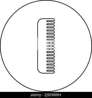 Kammsymbol im Kreis rund schwarz Farbe Vektor Illustration Bild Umriss Kontur Linie dünn Stil einfach Stock Vektor