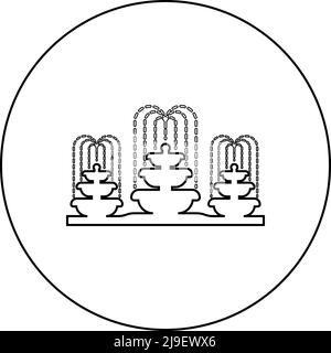 Brunnen Stream Symbol im Kreis rund schwarz Farbe Vektor Illustration Bild Umriss Kontur Linie dünn Stil einfach Stock Vektor