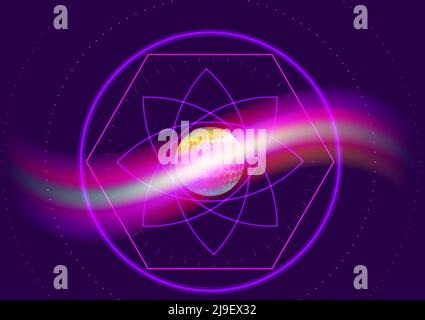 Abstrakt Hintergrund Universum Kosmos Raum Sterne Solar Ringe Elemente Kugel Tapete Dekoration Vektor Illustration Stock Vektor