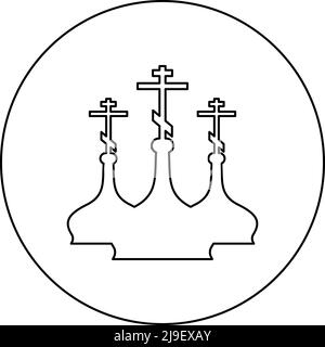 Kuppel der Kirche Symbol im Kreis rund schwarz Farbe Vektor Illustration Bild Umriss Kontur Linie dünn Stil einfach Stock Vektor