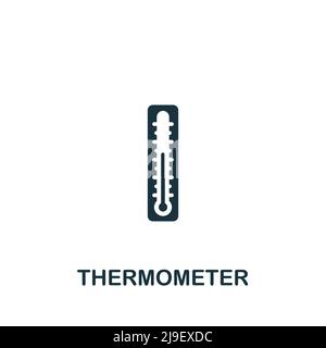 Thermometer-Symbol. Monochrom einfaches Messsymbol für Vorlagen, Webdesign und Infografiken Stock Vektor