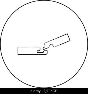 Verbindung von zwei Brettern in der Nut Holzboden Konstruktion Gelenk Lücke freie Profilansicht Symbol im Kreis rund schwarz Farbe Vektor Illustration Bild Stock Vektor