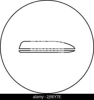 Dach Kofferraum Auto-Box Abdeckung für Reisen trägt Auto-Symbol im Kreis rund schwarz Farbe Vektor Illustration Bild Umriss Kontur Linie dünn Stil einfach Stock Vektor