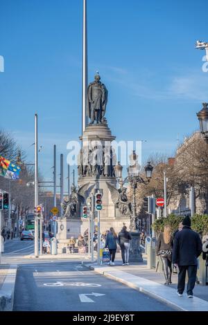 Die Daniel O'Connell Denkmal an der O'Connell Bridge in Dublin, Irland. Stockfoto