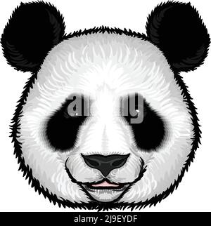 Cute flauschige Panda Gesicht in Hand gezeichnet Stil auf weiß Hintergrund isolierte Vektorgrafik Stock Vektor