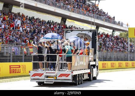 Fahrerparade während des Formel 1 Pirelli Grand Premio de Espana 2022, 6. Runde der FIA Formel 1 Weltmeisterschaft 2022, auf dem Circuit de Barcelona-Catalunya, vom 20. Bis 22. Mai 2022 in Montmelo, Spanien - Foto: Xavi Bonilla/DPPI/LiveMedia Stockfoto