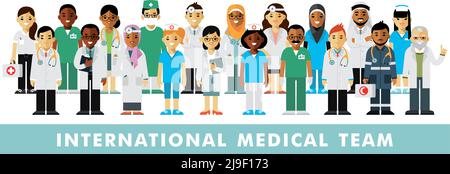 Gruppe von Ärzten, Krankenschwestern, medizinischem Personal. Medizinische Beratung und Diagnose Stock Vektor