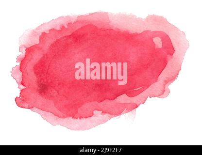Abstrakte rote Wasserfarbe Splash Textur isoliert auf weißem Hintergrund Stockfoto