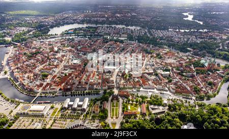 Luftaufnahme von Lübeck, Deutschland Stockfoto