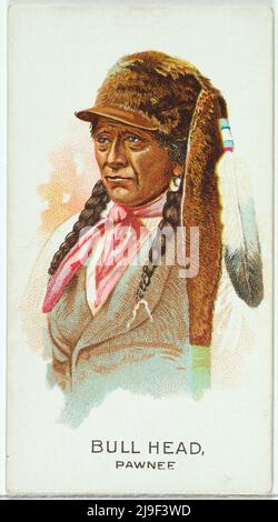 Vintage-Handelskarte von Bull Head, Pawnee, aus der American Indian Chiefs Serie (N2) für Allen & Ginter Cigarettes Brands 1888 Stockfoto