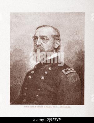 Amerikanischer Bürgerkrieg. Porträt von George Gordon Meade, Offizier der US-Armee und Kommandeur der Armee des Potomac Stockfoto