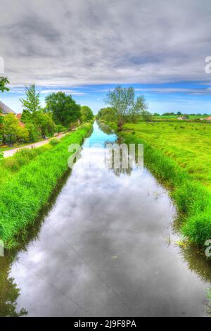 Englischer Kanal in West Country Bridgwater und Taunton Waterway mit Bäumen UK Stockfoto