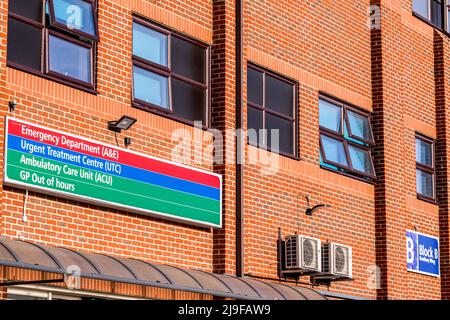 Epsom Surrey, London, Großbritannien, Mai 22 2022, Epsom General Hospital NHS Trust Stockfoto