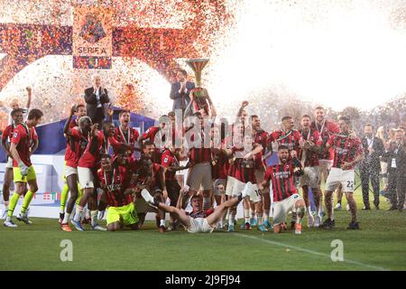 Während der italienischen Meisterschaft Serie A Fußballspiel zwischen US Sassuolo und AC Mailand am 22. Mai 2022 im Mapei Stadium-Citta del Tricolore in Reggio Emilia, Italien - Foto: Nderim Kaceli/DPPI/LiveMedia Stockfoto