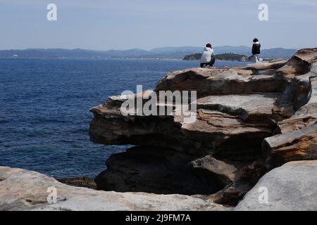 kansai, japan, 2022/02/05 , das Senjojiki Rock Plateau im Yoshino-Kumano Nationalpark (Yoshino-Kumano Kokuritsu Kōen) ist ein Nationalpark mit Sever Stockfoto