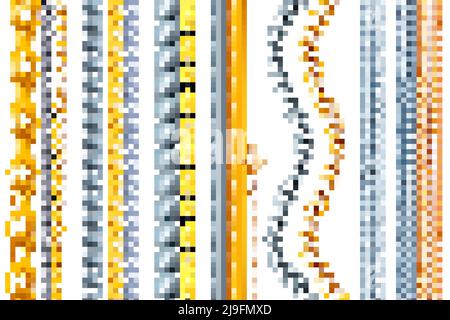 Realistische Kette Gold Silber Set mit isolierten Bildern von verschiedenen goldene Schmuckwaren auf leerem Hintergrund Vektorgrafik Stock Vektor