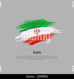 Iranische Flagge. Pinselstriche. Streifenfarben der iranischen Flagge auf weißem Hintergrund. Vektor-Design National Poster, Vorlage. Für Text platzieren. Status Stock Vektor