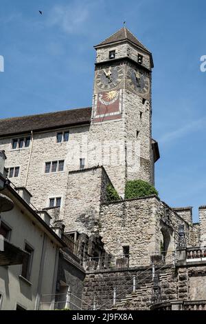 Zeitturm des Schlosses in Rapperswil, Kanton St. Gallen, Schweiz Stockfoto