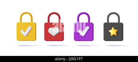 Satz von Vorhängeschloss-Symbolen mit Schlüsselloch in verschiedenen Formen Stock Vektor