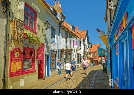 Church Street, eine der Whitby Lanes am Ostufer des Flusses Esk in Whitby, North Yorkshire, England. Stockfoto