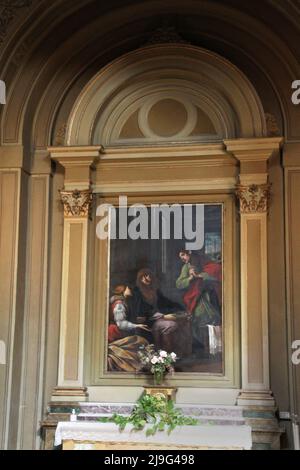 Bologna, Italien. Römisch-katholische Kirche San Benedetto (12.. Jahrhundert). „Llanto de la Virgen“ (Schrei der Jungfrau) von Alessandro Tiarini. Stockfoto