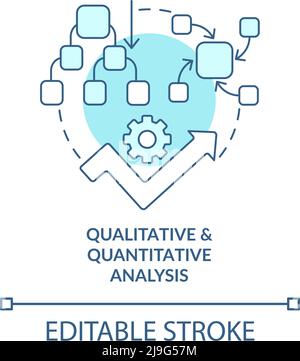 Qualitative und quantitative Analyse türkisfarbenes Konzeptsymbol Stock Vektor