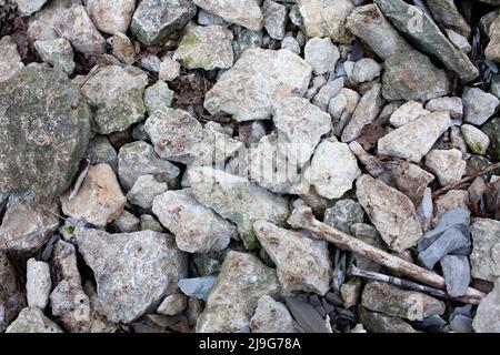 Felsschutt an der Ostseeküste Stockfoto