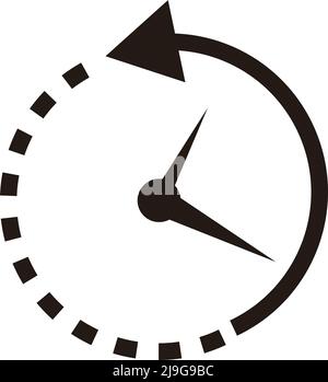 Gepunktete Linien und rotierende Pfeile. Uhrsymbol. Bearbeitbarer Vektor. Stock Vektor