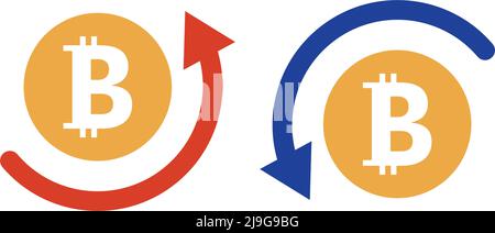 Pfeil-Symbole auf dem Aufstieg und Fall von Bitcoin. Vektor.Sie können den Aufstieg und Fall zeigen. Bearbeitbarer Vektor. Stock Vektor