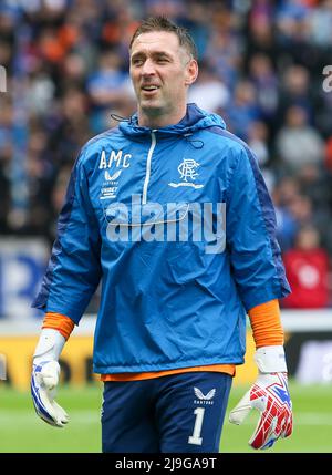 ALLAN McGregor, der für den Rangers Football Club spielt, bei einem Training vor dem Scottish Cup im Hampden Park, Glasgow, Schottland Stockfoto