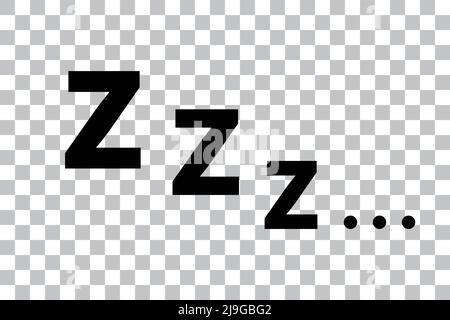 Sleep-Symbol von zzz auf transparentem Hintergrund. Bearbeitbarer Vektor. Stock Vektor