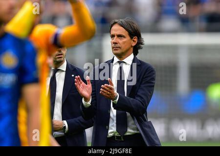 Mailand, Italien. 22.. Mai 2022. Die Managerin Simone Inzaghi von Inter Mailand sah nach der Serie Ein Spiel zwischen Inter und Sampdoria bei Giuseppe Meazza in Mailand. (Foto: Gonzales Photo/Alamy Live News Stockfoto