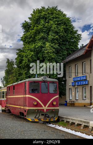 Schmalspurbahn Tremesna ve Slezsku nach Osoblaha mit 60 Jahre alter Lokomotive Stockfoto