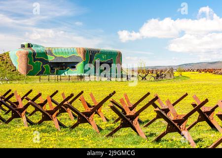 Grenzbunker in Satov, Südmähren, Tschechische Republik Stockfoto