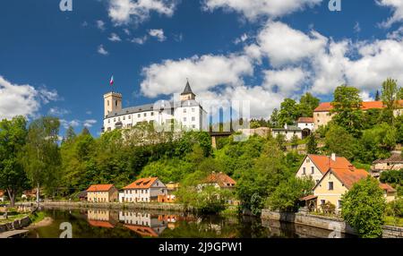 Schloss Rozmberk - Schloss Rosenberg - in Südböhmen, Rozmberk nad Vltavou, Tschechische Republik Stockfoto