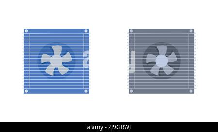 Abbildung eines elektrischen Lüfters oder Ventilatorvektors auf weißem Hintergrund. Stock Vektor