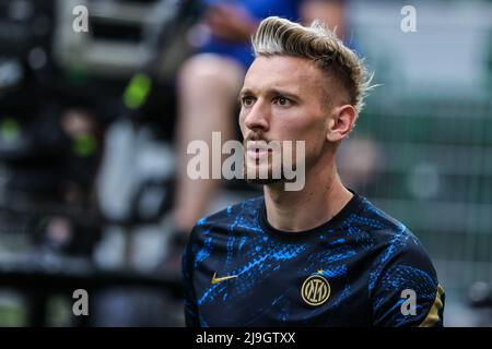 Mailand, Italien. 22.. Mai 2022. Ionut Andrei Radu vom FC Internazionale schaut während des Fußballspiels der Serie A 2021/22 zwischen dem FC Internazionale und der UC Sampdoria im Giuseppe Meazza Stadium, Mailand, Italien am 22. Mai 2022 Kredit: Unabhängige Fotoagentur/Alamy Live News Stockfoto