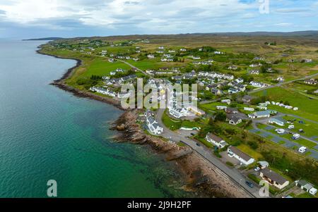 Luftaufnahme des Dorfes Gairloch an der North Coast 500 Route in Wester Ross , Scottish Highlands, Schottland Stockfoto