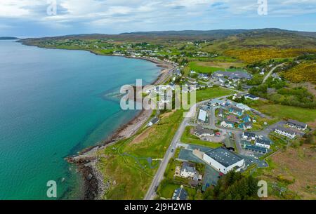 Luftaufnahme des Dorfes Gairloch an der North Coast 500 Route in Wester Ross , Scottish Highlands, Schottland Stockfoto