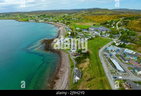 Luftaufnahme des Dorfes Gairloch an der North Coast 500 Route in Wester Ross , Scottish Highlands, Schottland Stockfoto