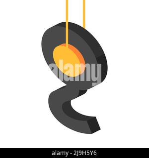 Farbiger Kranhaken auf weißem Hintergrund im isometrischen Stil für Druck und Design. Vektorgrafik. Stock Vektor