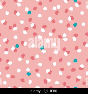 Weiße rosa Petrol- und Blütenpetal-Polka-Punkte Stock Vektor