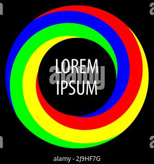 Runde spiralförmige Form Hintergrund. Verdrehte Farbstreifen schaffen einen Kreis, in dessen Mitte Platz für Text ist. Vektorgrafik. Stock Vektor