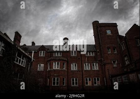 Dokumentation von Fairmile Asylum, Wallingford 2011, bevor die Bauarbeiten begannen. Stockfoto