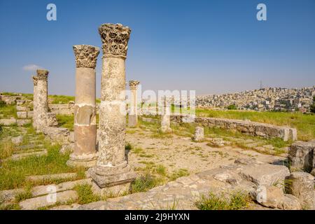 Die byzantinische Kirche auf dem Hügel der Zitadelle in Amman Stockfoto