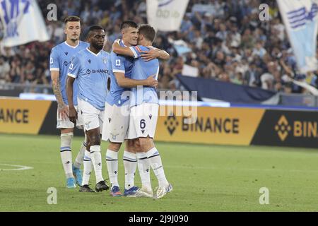 Während der SS Lazio gegen Hellas Verona FC, 38. Serie A Tim 2021-22 Spiel im Olimpic Stadion in Roma, Italien, am 21. Mai 2022. Stockfoto