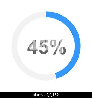 45 Prozent gefüllt rund Download oder Akku-Ladevorgang bar. Symbol „Fortschritt“, „Warten“, „Übertragen“, „Puffern“ oder „Laden“. Infografik-Element für Website oder mobile App. Vektorgrafik flach Stock Vektor