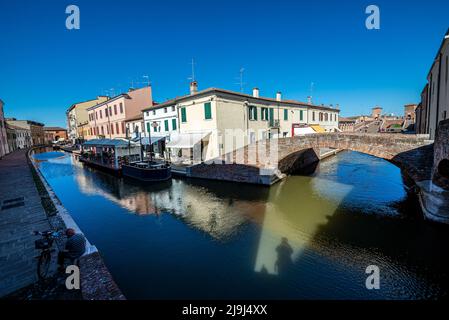 Ponte degli Sbirri, Comacchio (FE), Italien Stockfoto