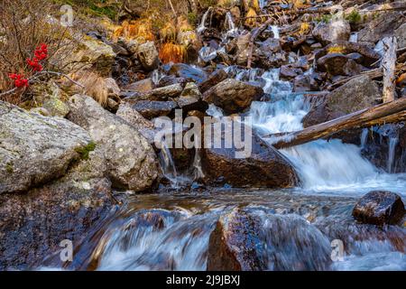 Natürliche Ansicht von Cascada de Ratera im Wald in Lleida in Spanien Stockfoto