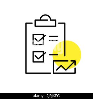 Zwischenablage mit einer Checkliste. Erfolg- und Wachstumsplan. Pixel-perfektes, bearbeitbares Strichliniensymbol Stock Vektor